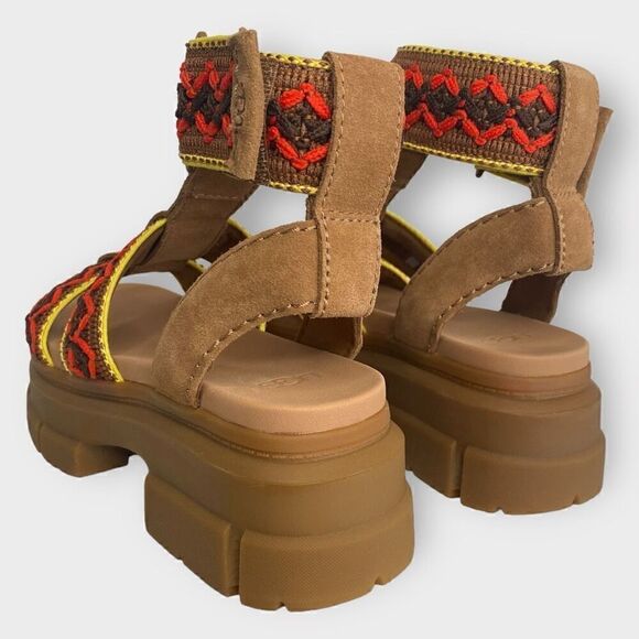 UGG Ashton Heritage Braid Chestnut Leather Strap Womens Sandals size US 9 New - Picture 4 of 9